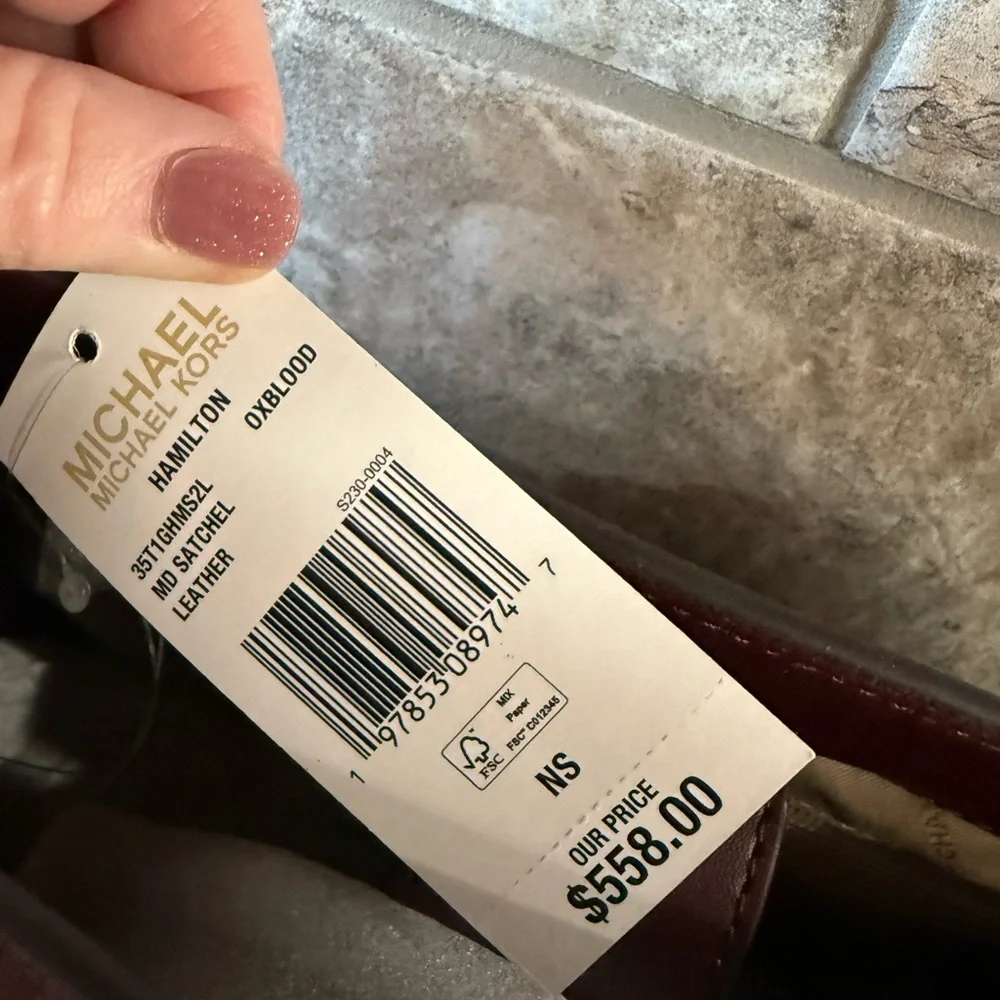 NWT Michael Kors Hamilton Burgundy (Oxblood) Leather Bag - Picture 7 of 8